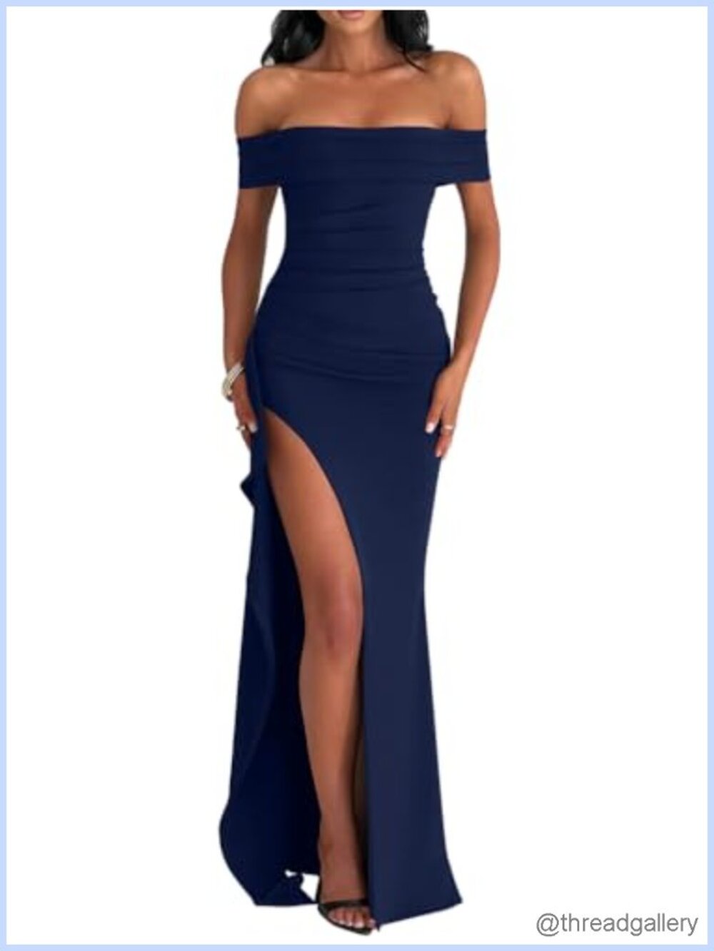 Off Shoulder Sleeveless High Split Fishtail Formal Maxi Dress